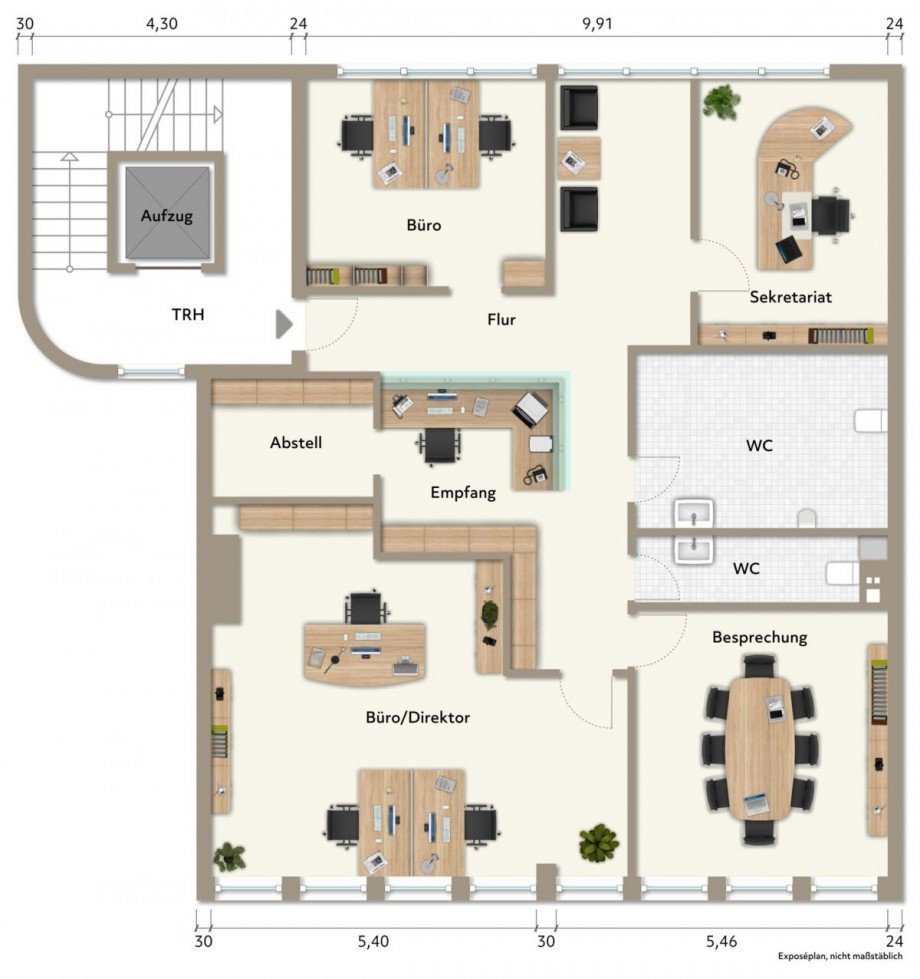 Grundriss (derzeit B�ro) Etagenwohnung Solingen
