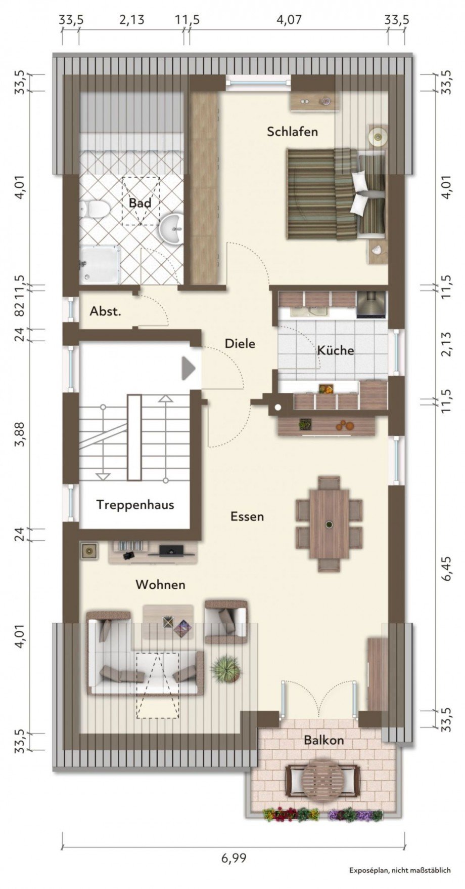Grundriss Dachgeschosswohnung Solingen - Wald